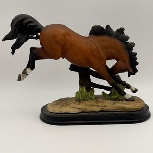 Western Horse Jumping Equestrian Figurine Rustic Cowboy Ranch Decor Statue 6in